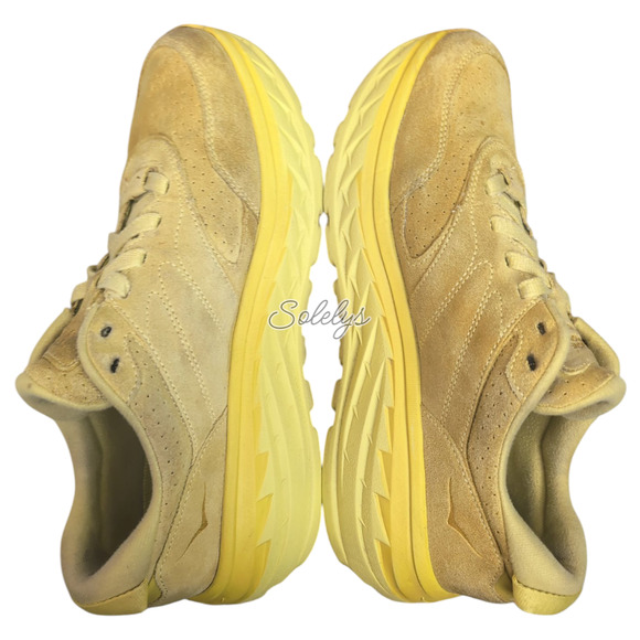 HOKA ONE Bondi L Suede Celery Lima Bean Green Yellow Sneaker Mens 10 Womens 11 - Picture 8 of 12